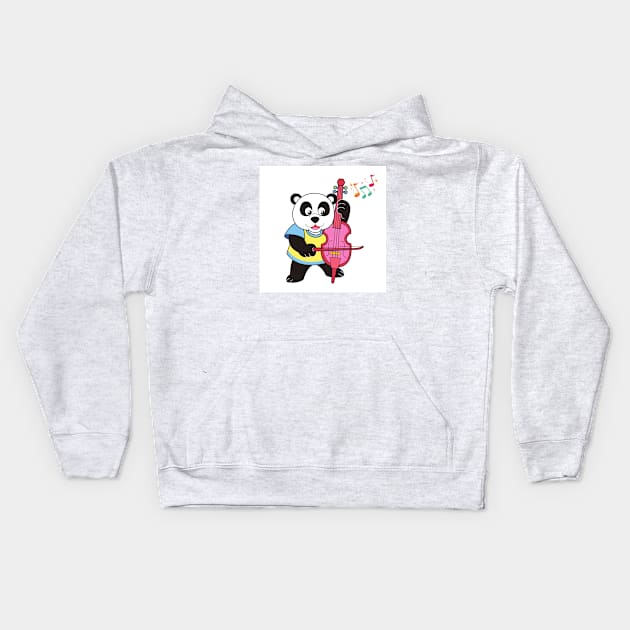 Panda Loves Music Kids Hoodie by Asley